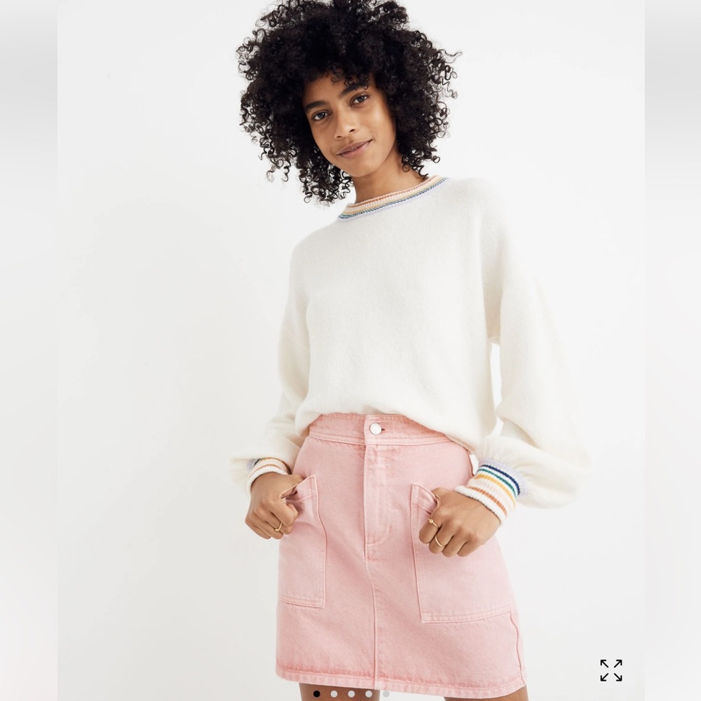 MADEWELL light pink Rigid Denim high-waist straight mini skirt 27